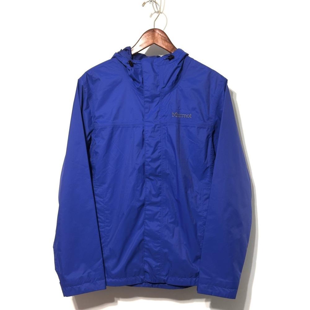 Marmot PreCip Rain Windbreaker Hooded Jacket Blue Mens Small